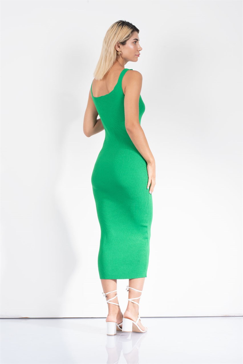 Kadın Yeşil Askılı Elbise